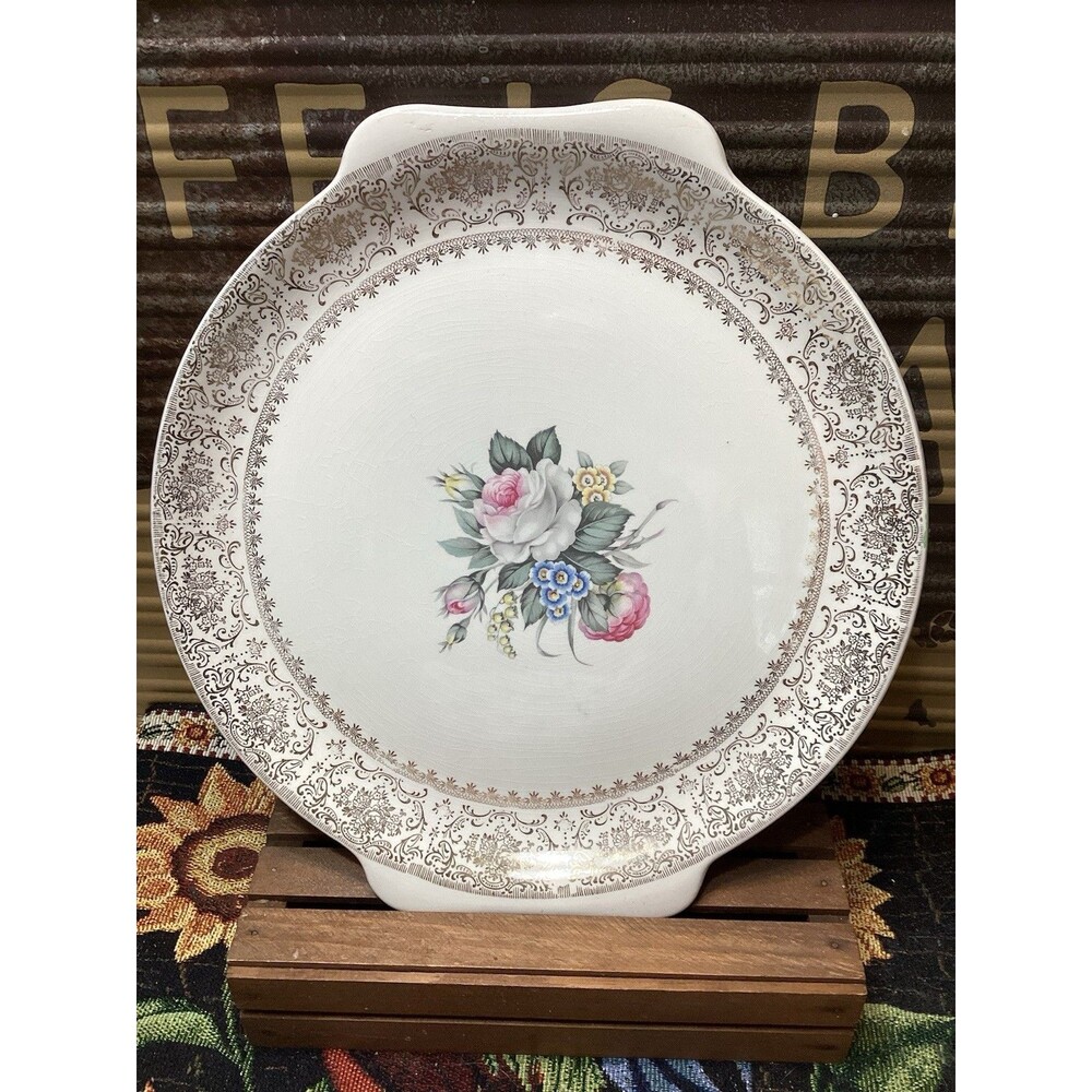 Coronet By Salem China ROYAL ROSE BOUQUET Round Platter 23K Gold Trim Floral